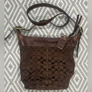 Vintage Coach Canvas Monogram Bucket Crossbody Bag Y2K Fashion